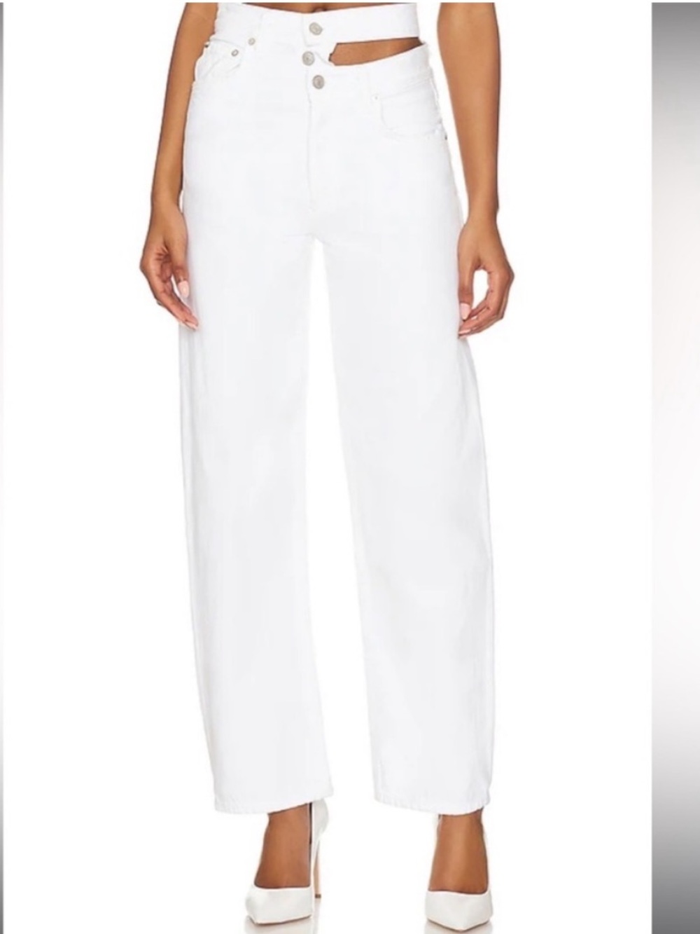 Agolde Broken Waistband Jeans White High Rise Organic Cotton Size 24 - Picture 3 of 14